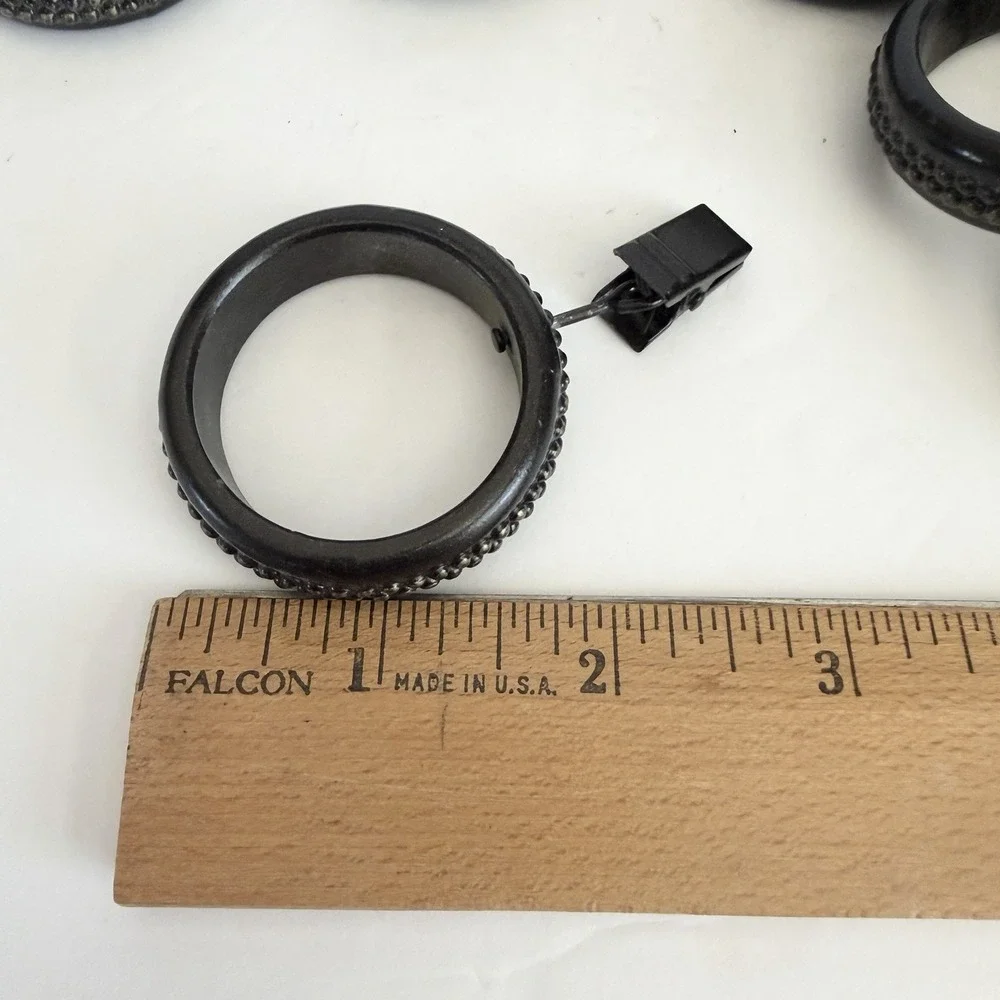 Lot Of 20 Black Bronze Heavy Metal Curtain Rings With Clips Double Beaded Design
